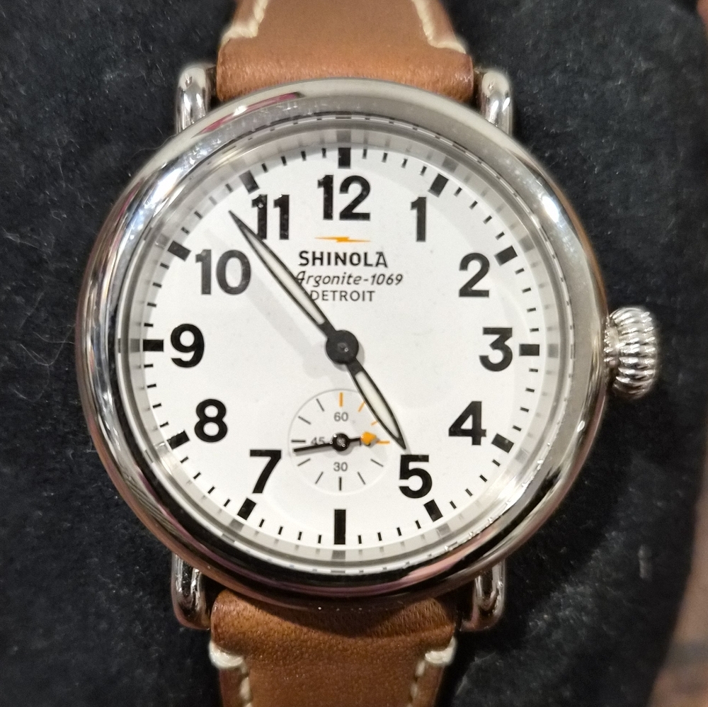 Shinola Silver and Brown Watch